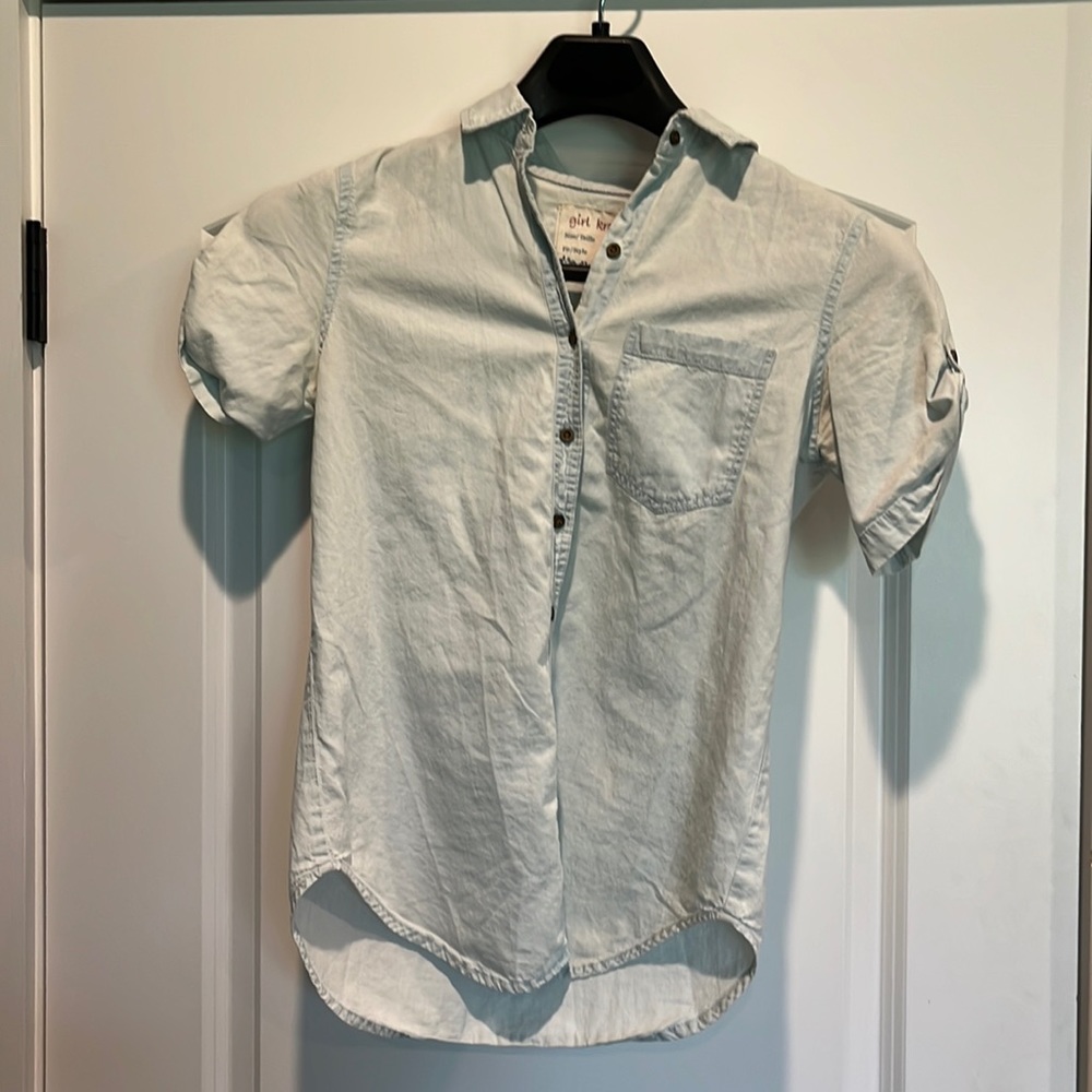 Button down Jean shirt with cuff link sleeves